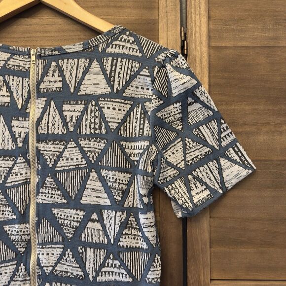 LulaRoe Triangle Print A line fit flare Size XL dress Pockets Zipper Modest - Picture 10 of 15